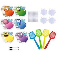 hoojojo 1 Set Of DIY Erasable Cards Set, Reusable Writing Cards With 4 Fly Swatter Game Props, 6 Colors Interactive Reaction Matching Game, Cognitive Learning Supplies, Creative Stationery Learning Props For Family Party Activity Back To School - Multicolor - View 14