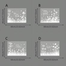 1/4 Peças Película Estática Fosca para Janela com Padrão Floral e Borboleta Branco com Citação Inspiradora para Privacidade da Cozinha e Banheiro, Decorativa, Reutilizável, Adesivo de Vidro Sem Cola - Película fosca branca - Visão 16