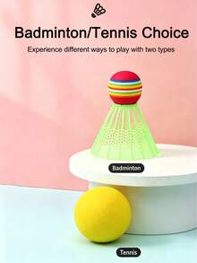 1 Set Kids Badminton & Tennis Racket, Lightweight Anti-Slip EVA Handle, High Elastic Net Soft Edge Design, With Ball & Shuttlecock, Boys Girls Indoor Outdoor Backyard Beach, Multi-Color Interactive Toy Birthday Gift - Multicolor - View 11