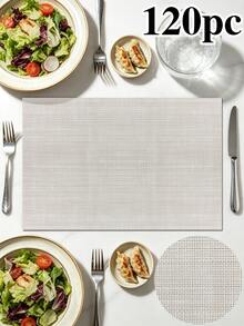1/4/6/120pcs Luxury Rectangular PVC Woven Placemats, And Odorless, Waterproof, Oil-Proof, Washable, Easy To Clean, Good Heat Insulation, Effectively Protects Dining Table And Kitchen Countertop, Reversible, Flexible And Non-Deforming, Wear-Resistant And Durable, Long-Lasting, Lightweight And Easy To Store; High-Quality Texture, Both Practical Tableware Mat, Bowl/Plate/Cup Coaster, And Beautiful Tabletop Decoration Mat - Multicolor - View 40