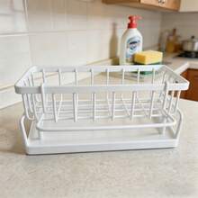 1 Multifunctional Sink Drain Rack, Holds Dish Soap, Sponge, Dishcloth, Kitchen Utensils. Upgraded Carbon Steel Sink Wiping Cloth And Faucet Dishcloth Holder, Cleaning Sponge And Steel Wool Ball Storage Rack, Available In Plastic And Carbon Steel Materials. - Multicolor - View 16