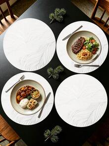 6/120pcs, Gold Round Leaf PVC Placemats, Waterproof & Oil-Resistant Tabletop Decor Mats, Washable Tableware Mats, Non-Slip & Odorless Western Dining Mats, Suitable For Restaurants, Cafes, Homestays, Perfect For Holidays, Parties, Gatherings, Birthdays, Weddings, Dinner Parties - Multicolor - View 5
