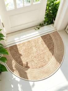 1pc Light Brown Striped Semi-Circular Doormat, Bedroom Kitchen Laundry Room Mat, Fashionable Home Entrance Rug, Living Room Entryway Indoor Outdoor Floor Mat, Textured Design, Doormat, Small Rug, Welcome Mat, Carpet, Floor Mat, Outdoor Doormat, Kitchen Rug, Home Decor, Front Door Mat, Area Small Rug, Outdoor Mat, Home Decor, Area Rug, Garden Rug, Washable Rug - Multicolor - View 2