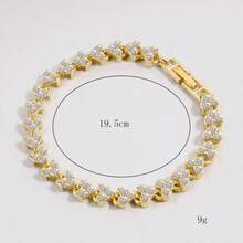 1 chiếc vòng tay trang trí đá Cubic Zirconia hình chữ thập & cỏ bốn lá thanh lịch, phù hợp cho phụ nữ đeo hàng ngày, tiệc tùng, lễ hội, quà tặng tuyệt vời cho cô ấy/mẹ/bạn thân (số lượng hạt ngẫu nhiên) - Vàng - Xem 5