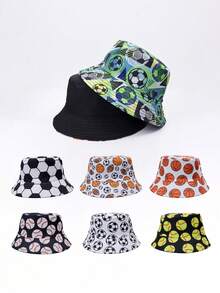 1 chiếc mũ xô in họa tiết polyester, có thể đảo ngược, chống tia UV, phù hợp cho người hâm mộ thể thao, bóng đá, bóng rổ, bóng chày, World Cup, ngoài trời, du lịch, mặc hàng ngày, unisex, xuân/hè - Mũ xô hai mặt dành cho người hâm mộ - Xem 7
