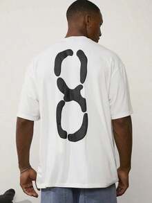 Camiseta Oversize para Hombre  en Blanco con Estampado de Números - Blanco - Ver 1