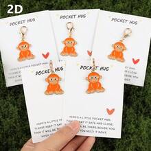 1pc/2pcs/5pcs Cute Hugging Monkey Animal Keychain - Pocket Hug Card, Perfect Spirational Accompanying Gifts For Colleagues, Friends, Partners - Multicolor - View 1