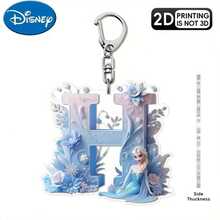 Móc khóa acrylic Disney, in 2D bề mặt phẳng, 1 móc khóa acrylic Disney, 26 chữ cái tiếng Anh, hình công chúa Elsa trong phim Frozen với họa tiết hoa, móc khóa túi xách dễ thương, móc khóa đôi, móc khóa xe hơi, quà sinh nhật cho fan Frozen, bề mặt phẳng 2D, lựa chọn hoàn hảo cho các dịp lễ. - Nhiều màu - Xem 12