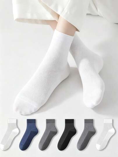 6 Pairs Men's Summer Thin Cotton Sweat-Absorbent Short Socks, Antibacterial Deodorizing Sports Mesh Breathable Ankle Socks