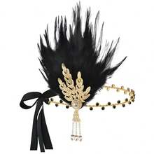 1pc Vintage 1920s Style Feather Rhinestone Headband - Made Of Alloy Material, Women's Hair Accessory, Suitable For Elegant Occasions, Also A Unique Gift - Multicolor - View 27