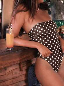 Primavera/Verano Estilo Europeo y Americano Mujeres Lindo Casual Traje de Baño de Una Pieza a Lunares, Adecuado para Playa, Vacaciones, Fiesta - Multicolor 3 - Ver 1