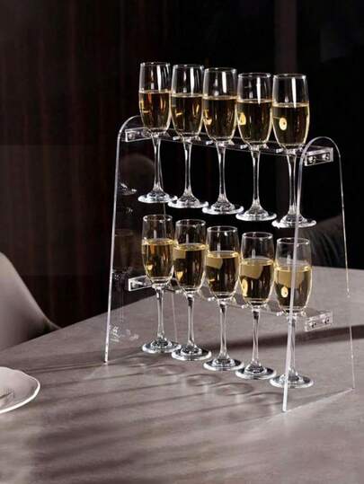 1 pieza = 1 set / 3 piezas = 1 set Soporte de copa de vino de torre de champán exquisito y hermoso de acrílico transparente, estilo ordenado, adecuado para fiestas, bodas, Navidad