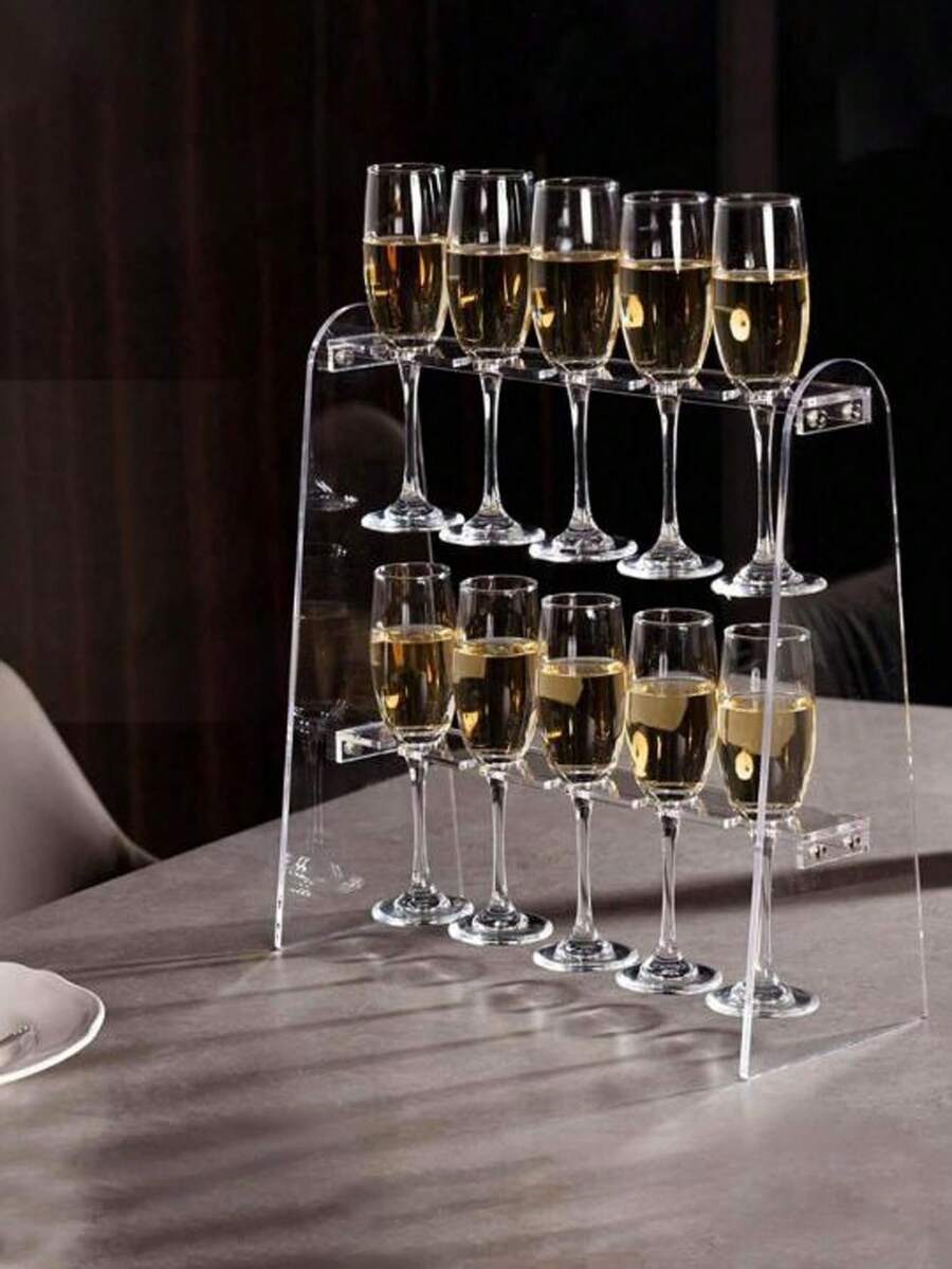 Bộ 3 giá đỡ tháp rượu sâm panh bằng acrylic thanh lịch, giá trưng bày rượu sâm panh trong suốt, gọn gàng cho tiệc tùng, đám cưới, Giáng sinh. - trong suốt - Xem 1