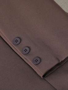 Chaqueta de traje de mujer con doble botonadura y cordones en color marrón, abrigo delgado y de longitud media para ir al trabajo, tela suave y elegante, prenda exterior casual elegante para mujeres de 25 a 45 años en primavera - Marrón - Ver 7
