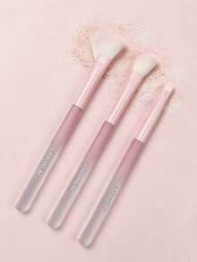 4pcs Professional High-Quality Makeup Brush Set, Including Contour Brush, Concealer Brush, Eye Shadow Brush, Fan Brush, Blush Brush, Powder Brush, Concealer Brush, Synthetic Fiber Bristles, Suitable For Liquid And Cream Cosmetics, Easy To Clean, Essential For Beginners And Daily Makeup - Pink - View 4