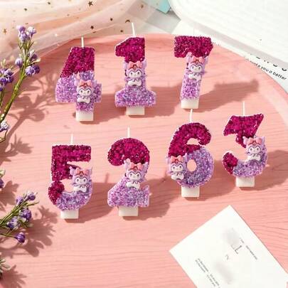 畅销可爱炫酷数字0-9生日蜡烛，多色渐变卡通图案，派对礼物，生日派对和周年纪念装饰，用蜡烛营造优雅氛围