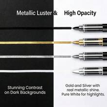 12 Colors Acrylic Marker Pen Set, Quick Dry & Fade Resistant, Suitable For Painting, Illustration, Crafts, Coloring Books, And Other DIY Projects On Paper, Fabric, Wood, Stone, Plastic, Glass, Ceramic, Pumpkin, Metal, Etc. Ideal For Easter, Thanksgiving, Halloween, Christmas Gifts - Multicolor - View 8