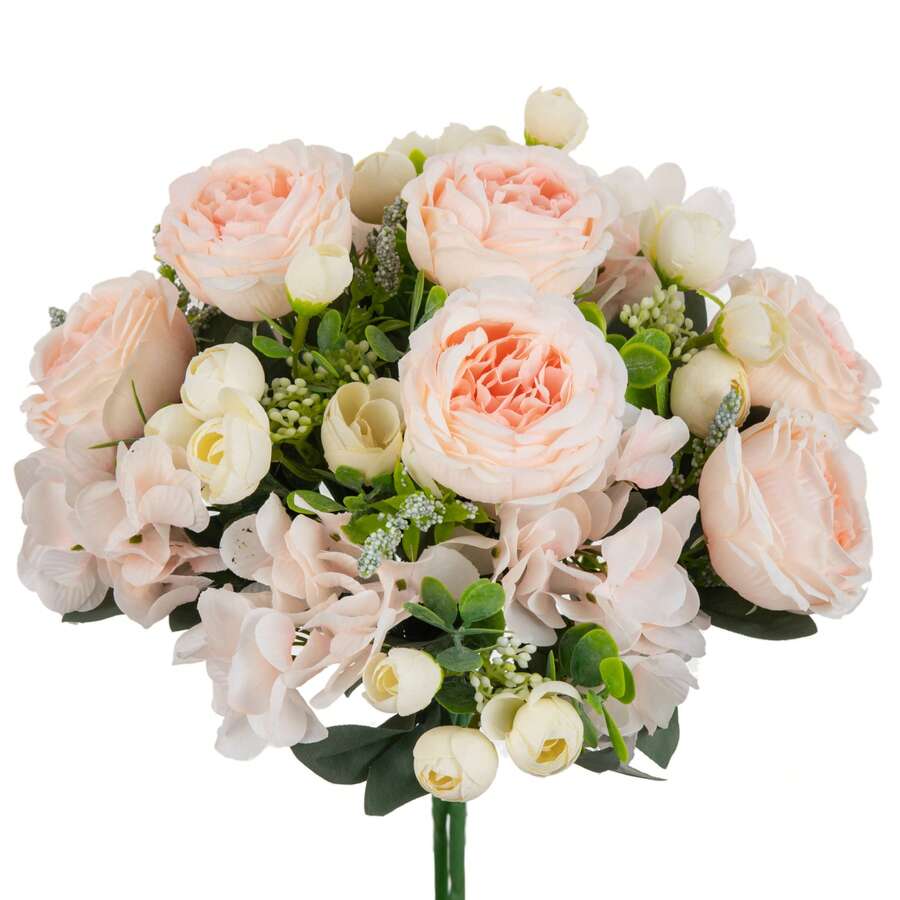1/3/60件裝 仿真牡丹絲綢花玫瑰花束 肉粉色,適用於居家婚禮新娘花束裝飾、情人節、生日禮物、畢業典禮及其他場合 - 肉粉紅色 - 查看 1