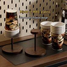 2pcs Convenient Disposable Cup Holder, Made Of ABS Plastic, Wood Grain Design, Very Suitable For Home, Workplace, Bathroom, And Cafes, A Disposable Cup Organizer, Suitable For Home And Party Use - Black - View 7