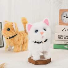 Nuevo juguete de peluche de gatito para caminar, gato interactivo eléctrico, Animal relleno, cola mullida, cabeza que mueve, gato, juguete para mascotas, regalo para niños - Gato Bantam Blanco - Ver 5