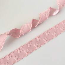 2 Yards Bow Flocked Ribbon, Suitable For Handmade Bouquets, Gift Wrapping, Party Decoration, Floral Design, Handmade DIY Bow Gift Satin Ribbon, Smooth Texture, Event Decoration, Bow Satin Ribbon - 1pc Pink - View 6