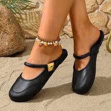 Zapatos planos sin cordones para mujer, para ir al trabajo y uso diario, sin fatiga - Negro - Ver 2