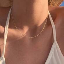 1pc Exquisite Shiny Necklace, S925 Sterling Silver Thin Collarbone Chain, Minimalist Sparkling Everyday Layering Jewelry - Baby's Breath Necklace - View 9