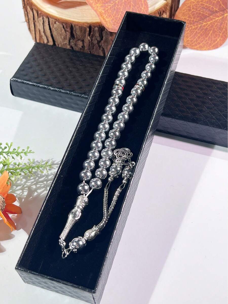 1件套穆斯林玛瑙念珠礼盒装,斋月祈祷念珠,穆斯林纯色手链 - 彩色 - 查看 1