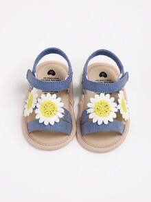 Cute Open Toe Sandals Suitable For Girls & Toddlers, Breathable Lightweight Non-Slip For Indoor & Outdoor Wear, Spring/Summer - Blue - View 7