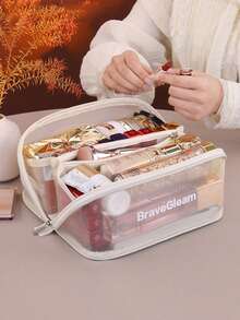 New Transparent Mesh Cosmetic Bag, Large Capacity Pillow Bag, Multifunctional Toiletry Organizer Pouch - Multicolor - View 3