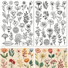 手工水溶性預印花刺繡圖案紙,適用於衣物、包包與帽子裝飾,可溶性花卉刺繡定型紙 - A298 - 查看 17
