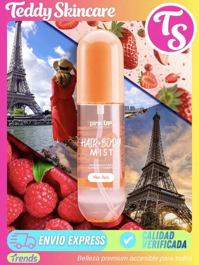 PINK UP | Hair + Body Mist | Aroma duradero todo el día | Refresca cuerpo y cabello | Perfume para cabello mujer con shimmer | Body mist | 100 ml |