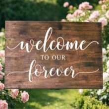 [Waterproof] Rustic Wooden Wedding Welcome Sign | 1pc | Wooden | Waterproof | Indoor & Outdoor Use | Wedding | Rustic Style | No Power Needed - A - View 6