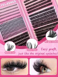 580pcs D-Curl Eyelash Extension Set: Featuring High-Capacity Design, Includes Upper And Lower Lash Clusters, Including "Comic-Style" Clusters, With Lengths Ranging From 8mm To 16mm. Aims To Help You Create A Voluminous And Alluring Eye Makeup Look. - D - View 6
