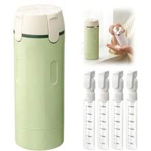 Juego de 4 botellas dispensadoras de viaje a prueba de fugas | Recipientes de plástico redondos recargables para champú, acondicionador, gel de baño y loción - Juego de artículos de tocador de viaje compacto adecuado para todas las estaciones, recargable, portátil a prueba de fugas, cumple con los estándares de de aviación, diseño de bomba - Botellas dispensadoras 4 en 1 - Ver 7