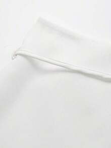 Falda pantalón negra de unicolor minimalista para uso casual, oficina y viajes, con hebilla y cinturón, para verano - Blanco - Ver 3