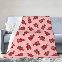 Lobster Pattern On Pale Pink And Ultra Soft Fine Wool Fleece Blanket - 1 - View 1