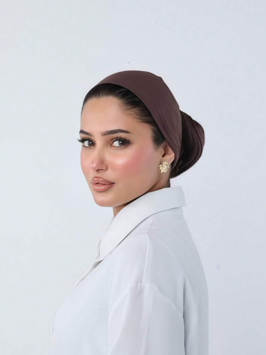 1pc Women's Easy Hijab, Instant Classic Solid Color Hijab, 3 Different Wearing Methods, Versatile & Practical Elastic Hijab, Soft & Comfortable, Suitable For Daily Wear, Sports, Yoga, Beach Towel