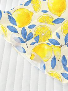 2pcs/Set Tween Girl Lemon Tree Leaf Print Short Sleeve Pajamas, Children's Fashion Short Sleeve Shirt And Ruffle Hem Shorts Set, Lemon And Leaf Print, Suitable For Children And Teenagers Daily, Casual, Vacation Wear - Multicolor - View 7