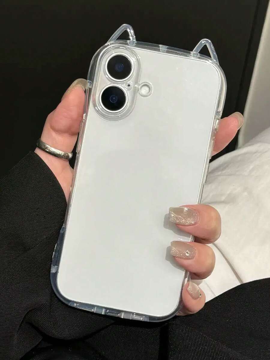 1个透明猫耳手机壳，兼容 17 Pro Max、16 Pro、15 Pro Max，简约防震硅胶保护套，兼容 14 Pro、13/14/12 - 彩色 - 查看 1