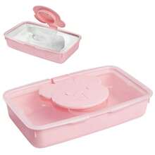 Playful Plastic Wet Wipe Holder (Girl) Pink Bear With Lid 20x12x4cm - 淺粉色 - 查看 3