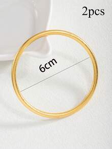 1pc Women's 4mm Solid Matte Gold Plated Bracelet, Round Vintage Style Stacking Bracelet (Note: Only 1 Piece Sold) - Gold - View 27
