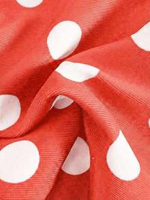 Nuevo conjunto de bikini con estampado de lunares sexy, espalda descubierta y lazo, con tirantes de espagueti para playa y piscina en vacaciones - Rojo - Ver 5