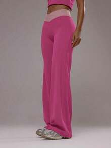 62YU  Sport Pantalones de yoga con cintura cruzada y capas, conjunto deportivo solo para actividad, entrenamiento, gimnasio, pilates, fitness, uso diario casual, cuarzo ahumado, verano, vacaciones - Rosa - Ver 7