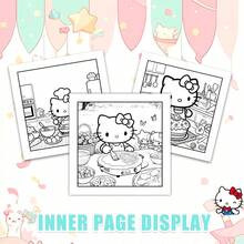 Libro para colorear de la vida de Sanrio, 24 páginas con portada de papel perla grueso de 120g, cuaderno para colorear de 7.87 pulgadas x 7.87 pulgadas, aprendiendo a cocinar libro para colorear con temática de Hello Kitty para aliviar el estrés (Marca: Sanrio) - sanliou - Ver 3