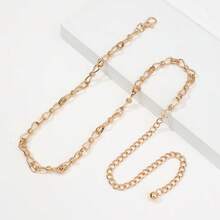 1 pieza Elegante y de moda Cadena de cintura de metal, Lazo dorado con colgante esférico, Adecuado para vestidos/vaqueros, Accesorio casual/de oficina/de fiesta, Regalo de vacaciones para mujeres Estilo 2000 - Cadena dorada con lazo para la cintura - Ver 3
