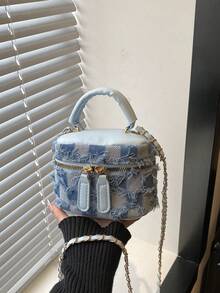 Lightweight Mini Chain Bag Quilted Handbag Bucket Bag Suitable For Girls, College Students And Office Workers - Blue - View 4