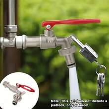 Outdoor Anti-Theft Faucet, Made Of Zinc Alloy, Lockable For Safety, G1/2 Threaded Interface, Meets European And American Standard Faucet Connectors, Suitable For Outdoor Use, Quick Hose Connection - Red - View 1