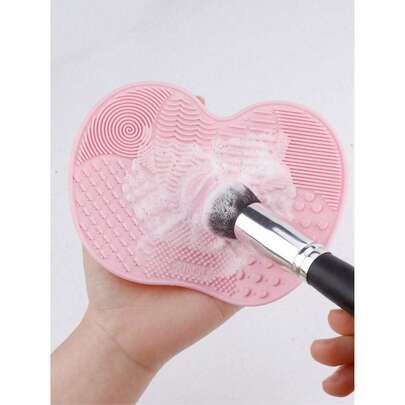 1pc Small Silicone Makeup Brush Cleaning Mat, Makeup Brush Cleaner Mat, Portable Cleaning Tool With Suction Cup, Suitable For Makeup Brushes
