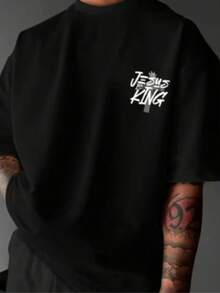 Camiseta Masculina Camisa 100% Algodão Fio 30.1 Confortável Estampa Religiosa Camisa Descolada Varias Cores - Preto - Visão 2
